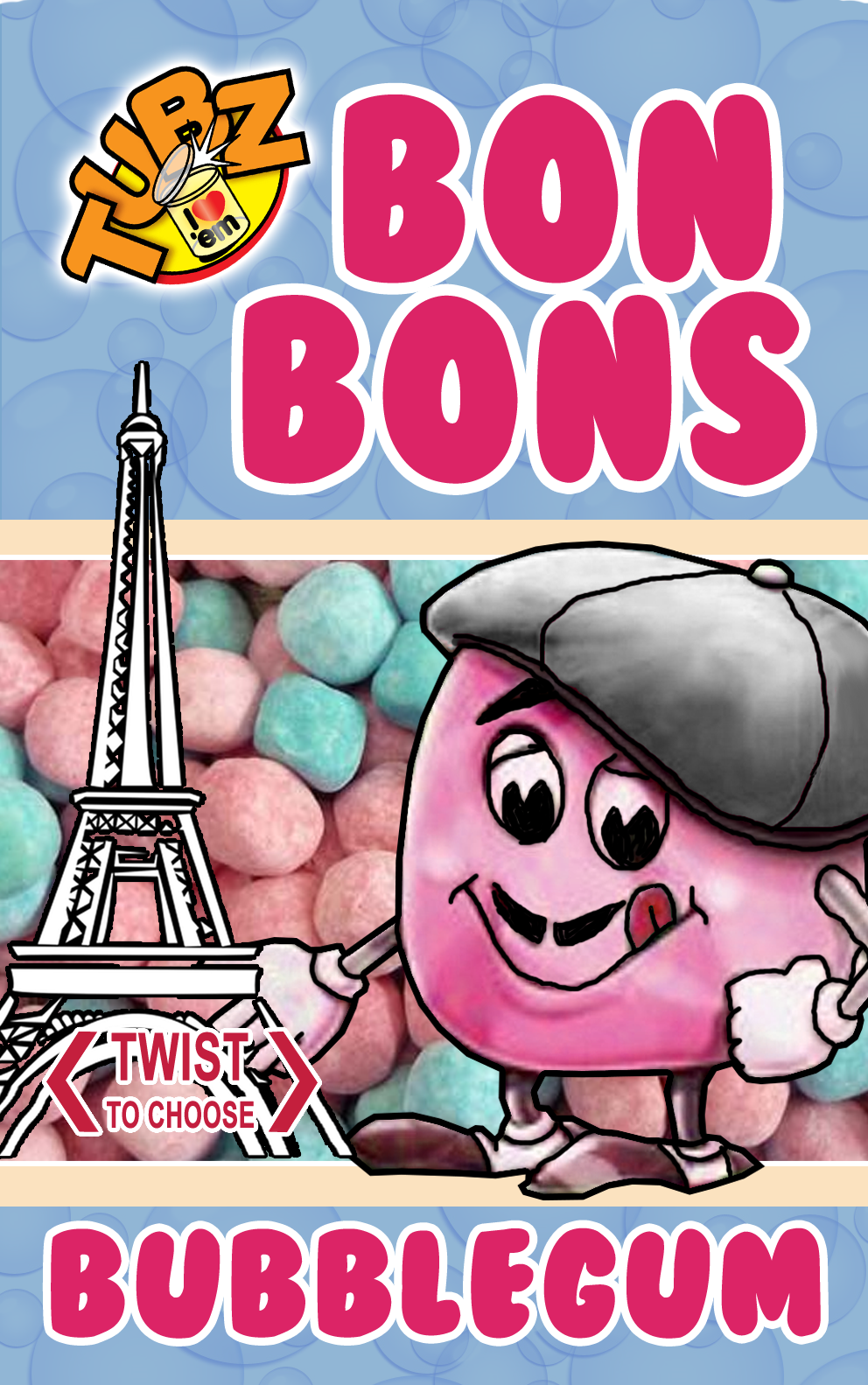 Tubz Bubble Gum Flavoured Bonbons (Sticker)