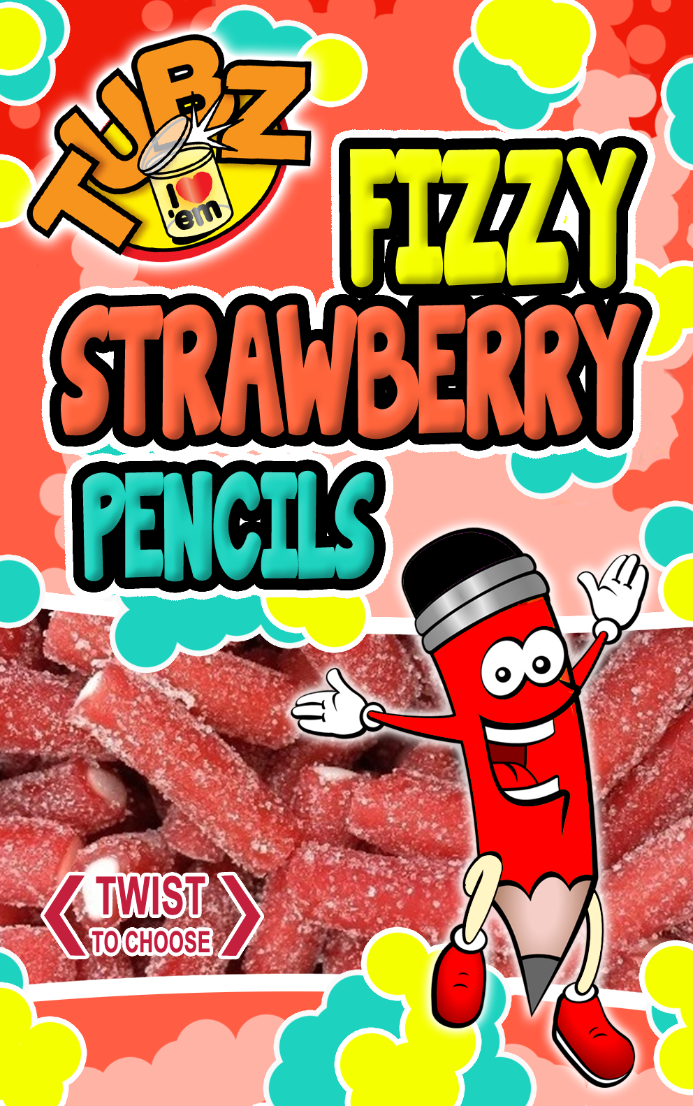 Tubz Fizzy Strawberry Pencils (Sweet Pot)