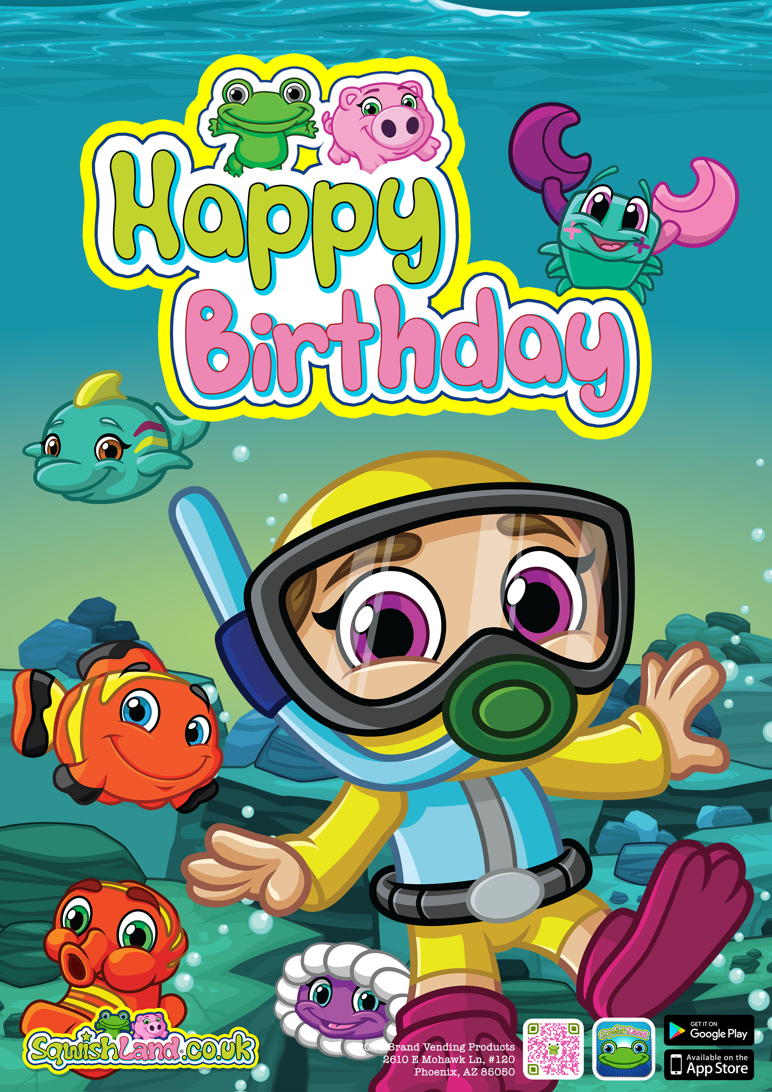 Sqwishland Sea Happy Birthday Card (Card)
