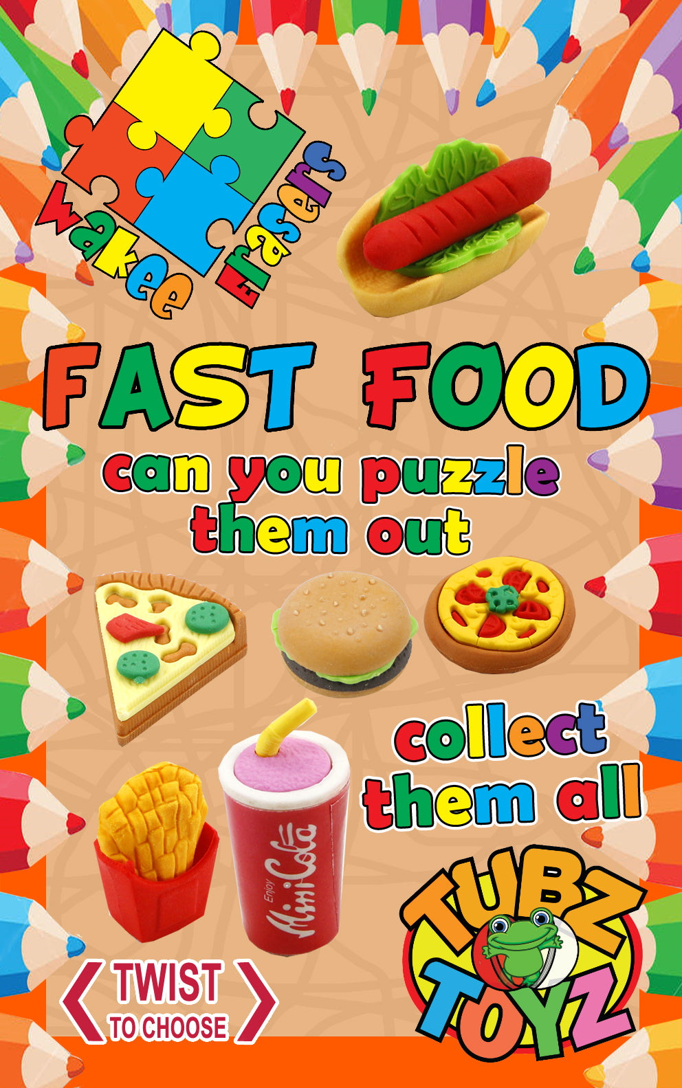 Wakee Fast Food Erasers (Sticker)