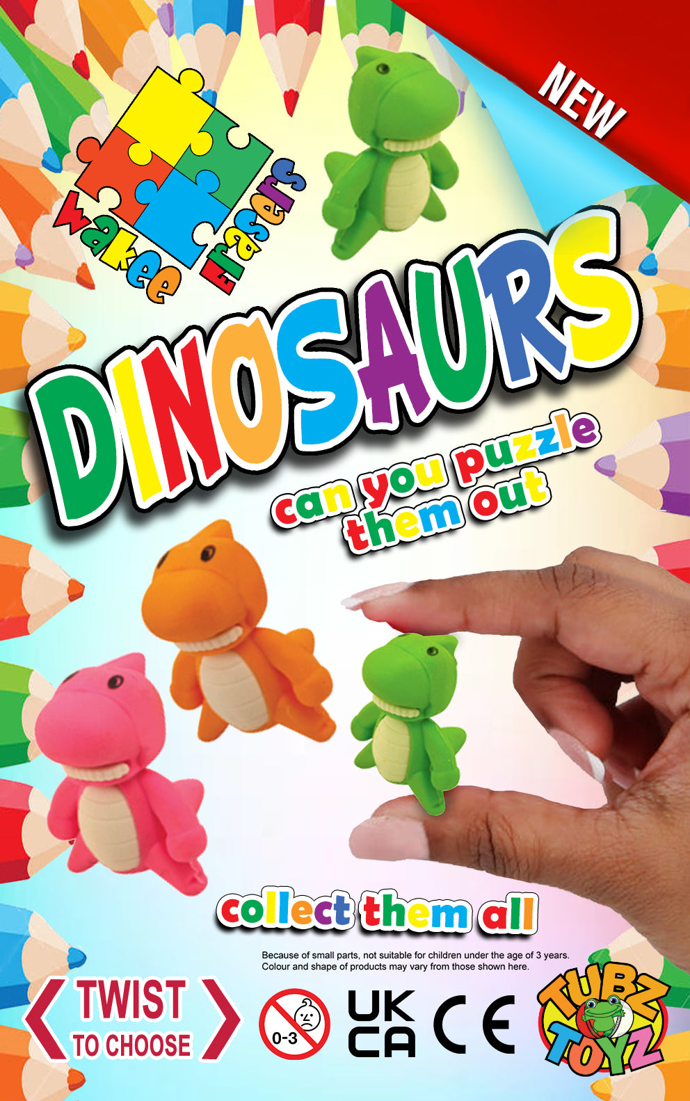 Wakee Dinosaurs Erasers (Sticker)