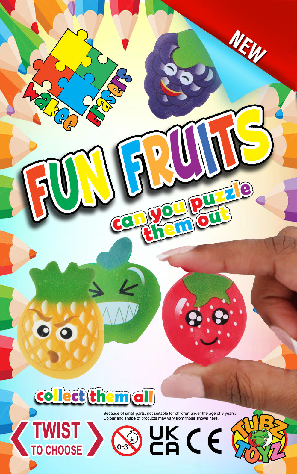 Wakee Erasers Fun Fruits (Sticker)